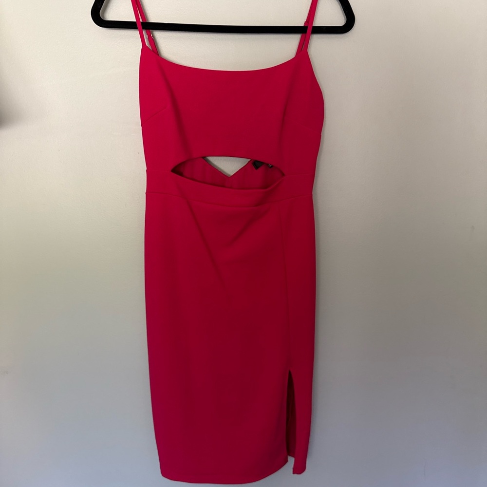 Lulu's Hot Pink Cutout Mini Dress with Side Slit